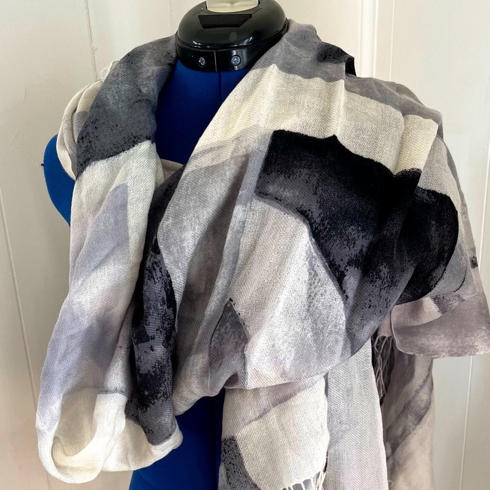 Wool & cashmere watercolor scarf